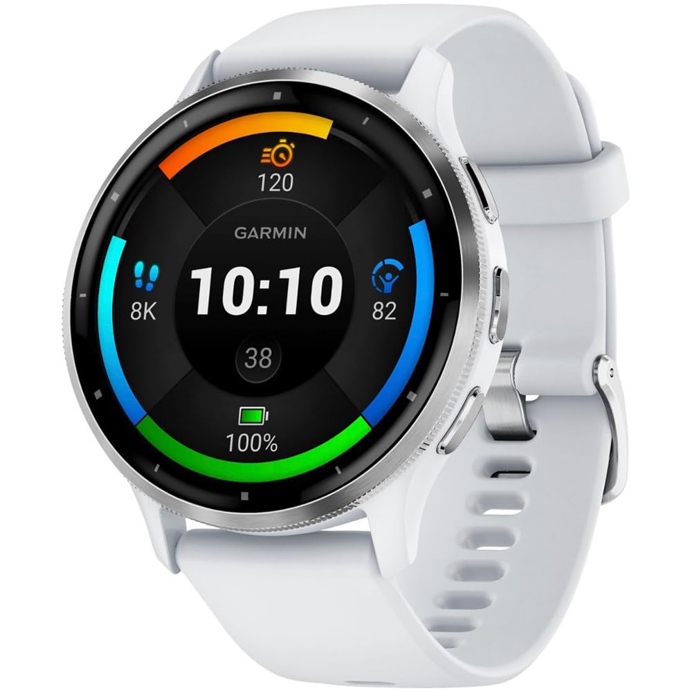 Garmin Venu 3 Health Fitness GPS Smartwatch Silver Steel Bezel w/Whitestone Case (45mm) GARMIN